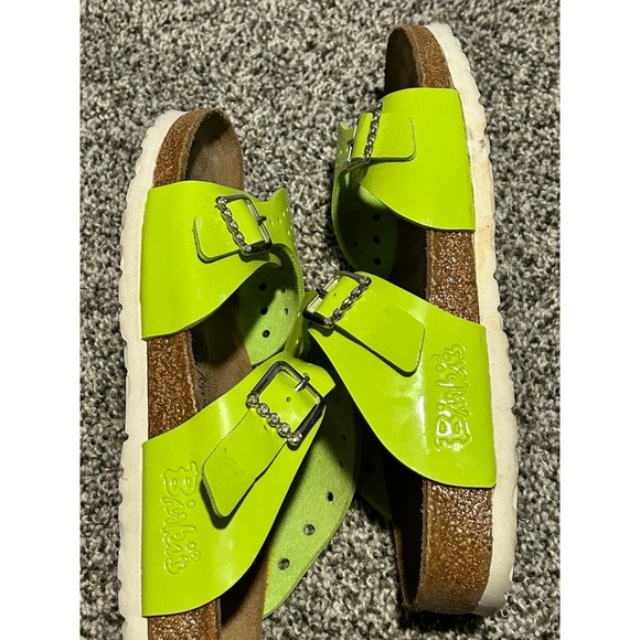 Birki's by Birkenstock lime green sandals bling shoes 41 10.5 ladies 10 11 - Picture 4 of 5